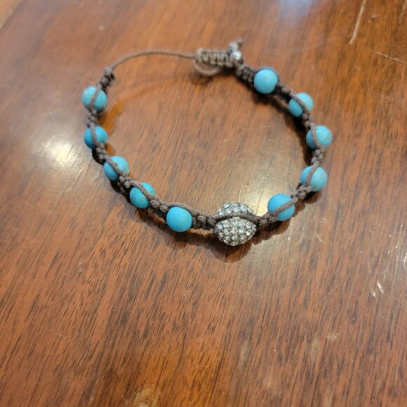 Turquoise Bead Retro Boho or Buddhist Bracelet - 9mm - Adjustable - Picture 3 of 8